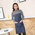 thumbnail image 2 of Denim Apron Cooking Kitchen Restaurant Cafe Bib Dress Adjustable Strap Blue Us, 2 of 6