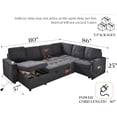 thumbnail image 3 of VANACC 110 inch Sleeper Sofa with USB & Cup Holders, U-Shaped Couches for Living Room- Linen, 3 of 5