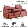 thumbnail image 5 of Red Leather Recliner Sofa Luxurious Seating with Leather Finish, Ergonomic Design, and Adjustable Backrest, Compact Reclining Sofa for Small Spaces/RVs, Home Theaters, Houses, and Offices., 5 of 6