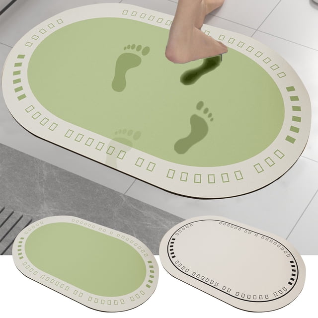 Absorbent Bath Mat Green Bath Rug Super Absorbent Non Slip Rubber Backing Washable Bathroom Floor Mat for Shower and Bathtub(1-Piece) Rkxzt