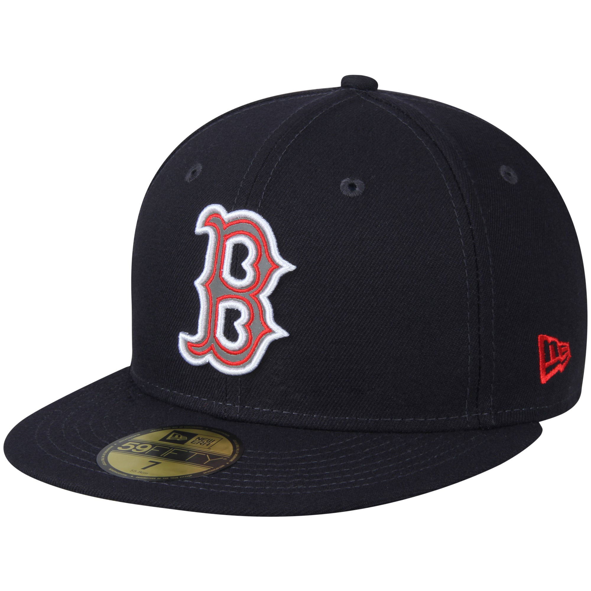 Boston Red Sox New Era Flected Team Fitted Hat - Navy - Walmart.com ...