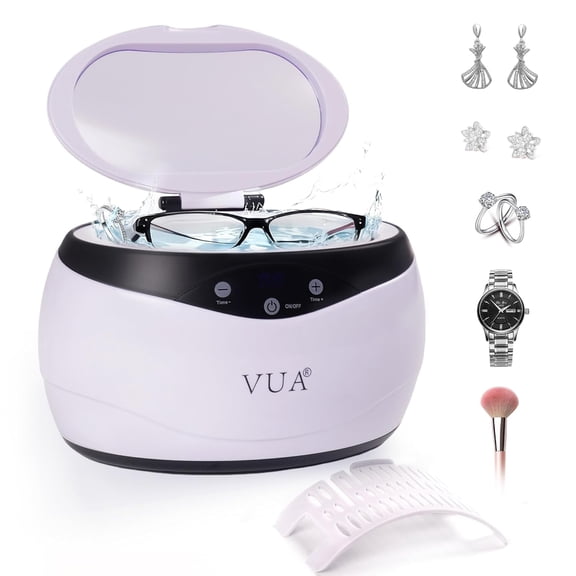 VUA Ultrasonic Jewelry Cleaner 22oz/650ml, 42kHz Ultrasonic Cleaner Machine for Jewelry, Glasses, Watches, Dentures and Retainers, 304 Stainless Steel Tank, 5 Timer Modes