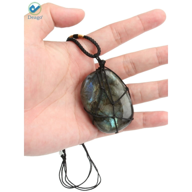 Deago Natural Gemstones Healing Crystal Stone Necklace Wire Wrapped Copper  Chakra Pendant for Men & Women 