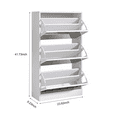 thumbnail image 4 of Mirrored Shoe Cabinet, 23.62" W Narrow Shoe Storage Cabinet with 3 Flip Drawers for 18 Pairs, 3 Tier White Shoe Organizer Shoe Rack for Home and Apartment, 4 of 8