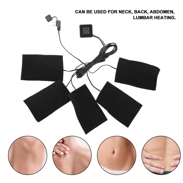 almohadilla térmica eléctrica USB, cinco almohadillas calentadoras, elemento de calefacción ajustable, herramienta calentadora de temperatura para aliviar el dolor, hogar cálido EOTVIA NO