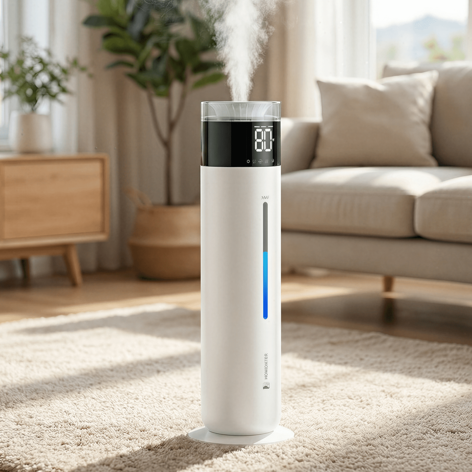 Rocyis 10L/2.6Gal Top Fill Cool Mist Humidifiers for Large Room up to 600 sq ft, 100H Runtime, Ultra Quiet 30dB, Auto Humidity Control, Essential Oil Tray, for Bedroom Office, White