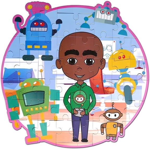 Brown Toy Box Dadisi Academy Justin Robotics 3ft 48-Piece Jumbo Floor Puzzle – Ages 4-8 Educational Toy