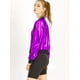 thumbnail image 4 of Disfraz de Halloween Allegra K Chaqueta de Bombardero Brillante Holográfico Metálico Ligero Morado oscuro M, 4 of 6