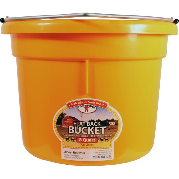 little giant plastic animal feed bucket (orange) flat back plastic feed
