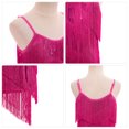 thumbnail image 4 of IDOPIP Kids Girls 1920s Flapper Dress Tassels Sequins Fringe Latin Dance Dress 1920s Gatsby Halloween Party Ballroom Dance Costumes 7-8 Years Hot Pink, 4 of 6
