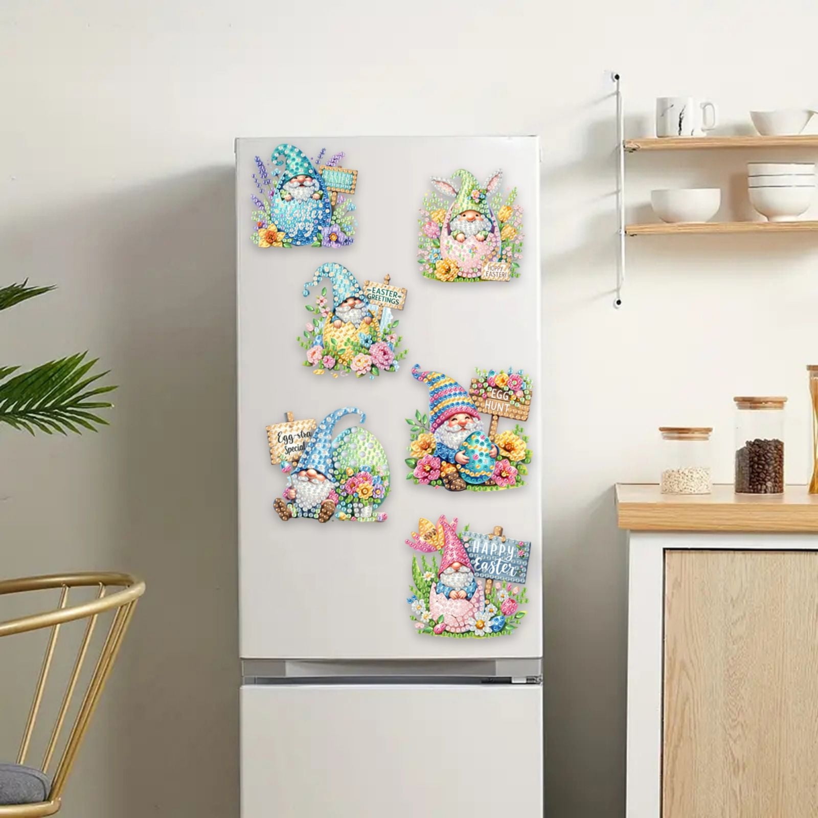 FLOPESN 24Pcs Holiday DIY Diamond Art Painting Refrigerator Magnet,Creative Design Easter St. Patrick's Day Acrylic Home Decors