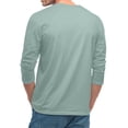 thumbnail image 4 of Gaukiv Men's Three Quarter Sleeve Shirts Raglan Crew Neck Tees Solid Color Baseball Shirts Light Blue L, 4 of 7