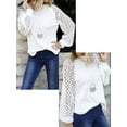 thumbnail image 4 of PULLIMORE Womens Puff Long Sleeve Tops Casual Hollow Out Loose Blouses Shirts (2XL, White), 4 of 7