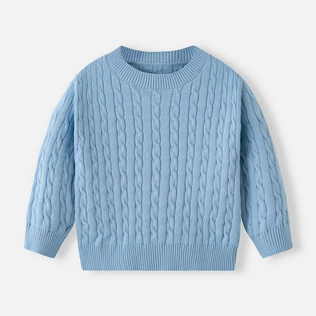 Cowsor Chandail en Tricot Uni pour Enfants Manches Longues Lanterne Décontracté Col Rond