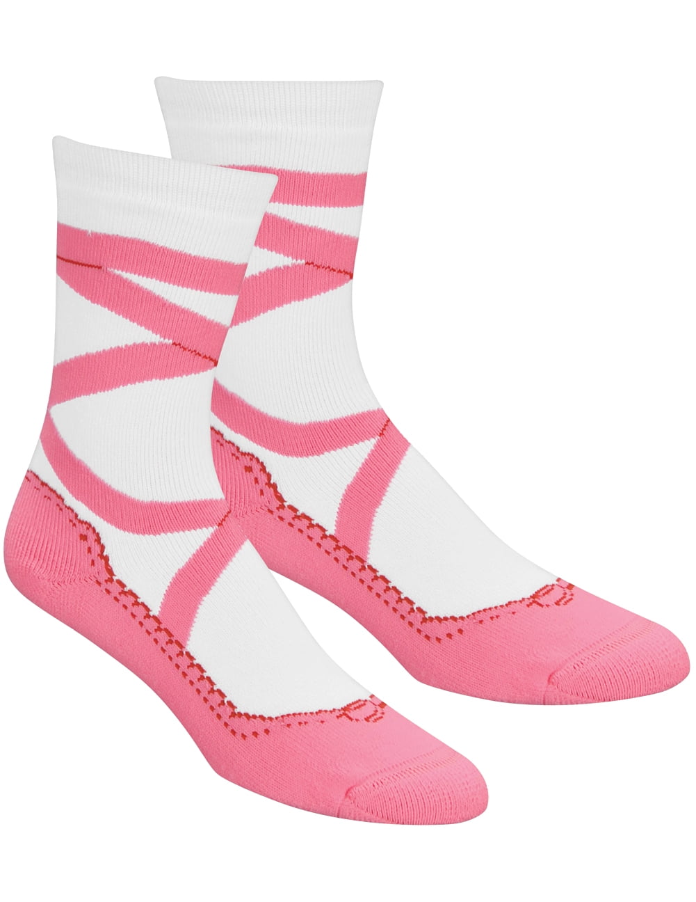 FBF Originals Cushy Pink & White Ballet Slipper Socks Acrylic