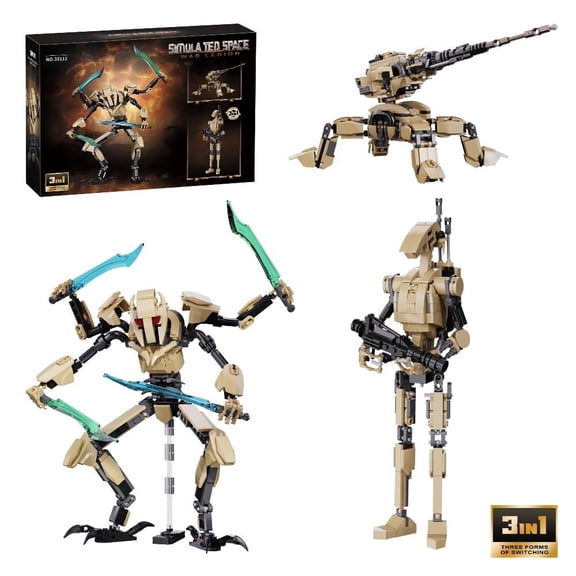 Remocguys 3in1 Interstellar Wars Corps Robots Building Set Compatible with Lego Droideka Creative Collection Model for Adults 547pcs