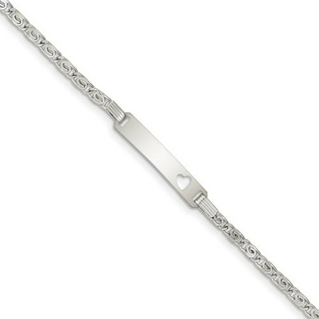 Sterling Silver Engravable Baby ID with Cut-out Heart Bracelet