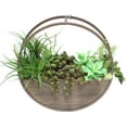 thumbnail image 2 of Set of 2 Round wood and metal framing wall hanging planters w/ hard liners, 2 of 3