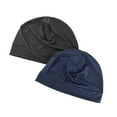 thumbnail image 3 of Headshion Thin Beanie Hat Skull Cap for Summer,Hip-Hop Sleep Cap Stretchy Navy Blue & Dark Gray, 3 of 8