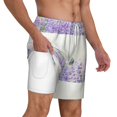 thumbnail image 2 of Sigee Lavender and Butterfly Print Mens Swim Trunks with Compression Liner Quick Dry Swim Stretch Beach Shorts with Pockets,S-3XL, 2 of 7