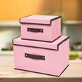 thumbnail image 6 of JeashCHAT Clearance 2 Pcs Foldable Storage Boxes with Lids (Large + Small), Fabric Storage Bins with Handle, Closet Organizer for Clothes Storage, Toy Box for Nursery Playroom, Pink, 6 of 6