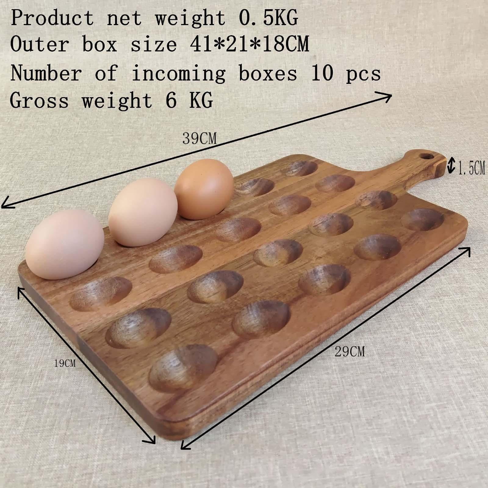 Fiocias Deviled Egg Platter Egg Tray Wooden Serving Tray Rustic Display Stand Egg Holder