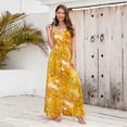 thumbnail image 6 of Anbech Boho Deep V-Neck Women Sling Dress Floral Printed High Waiste Beach Long Flowy Dresses, 6 of 9