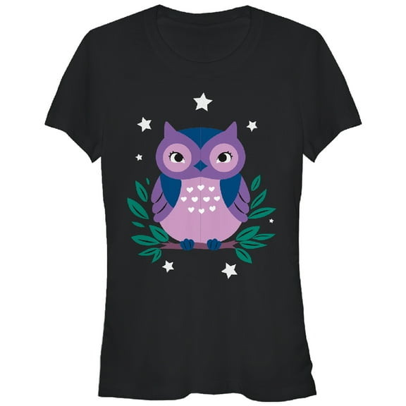 Junior's Lost Gods Sleepy Owl Graphic Tee Black Large