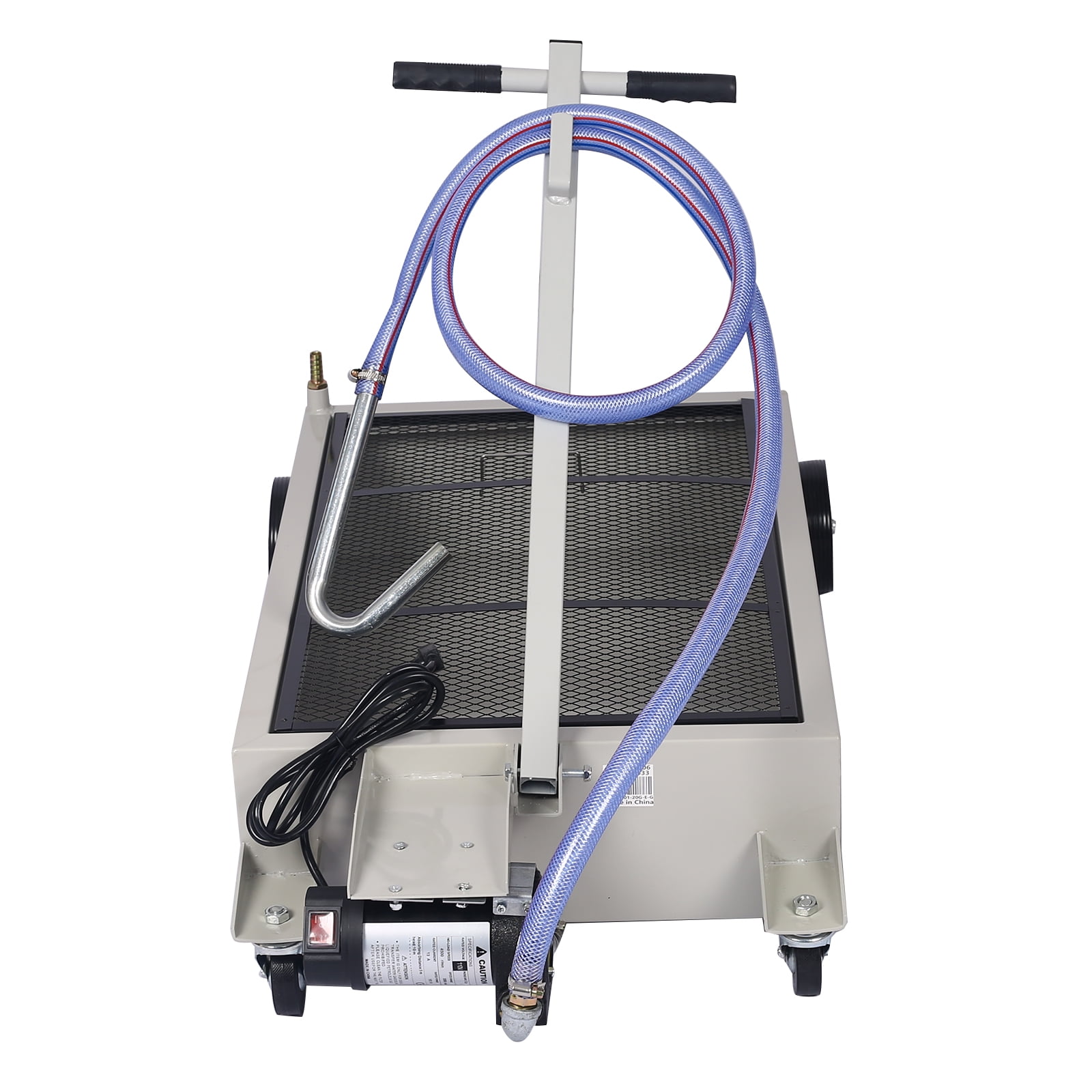 Oil Drain Pan 20 Gallon Oil Drain Tank with Electric Pump, Portable Low Profile Oil Drain Pan, Large Capacity Truck Oil Change Pan with Hose, Swivel Casters Wheels for Car SUV Trucks, Gray
