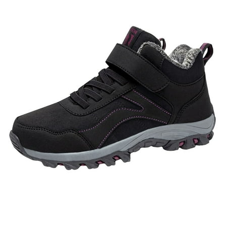 GHSOHS Boots for Women Comfort Boots Ankle Booties Shoes Black Leather Boots Couple Women Middle And Elderly High Top Thick Velvet Slip And Comfortable Cotton Shoes Warm Sports Cotton Shoes Size 39