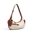 thumbnail image 3 of Genuine Cowhide Women Hobo Bag, White Brown Leather Crossbody Shoulder Handbag, 3 of 12