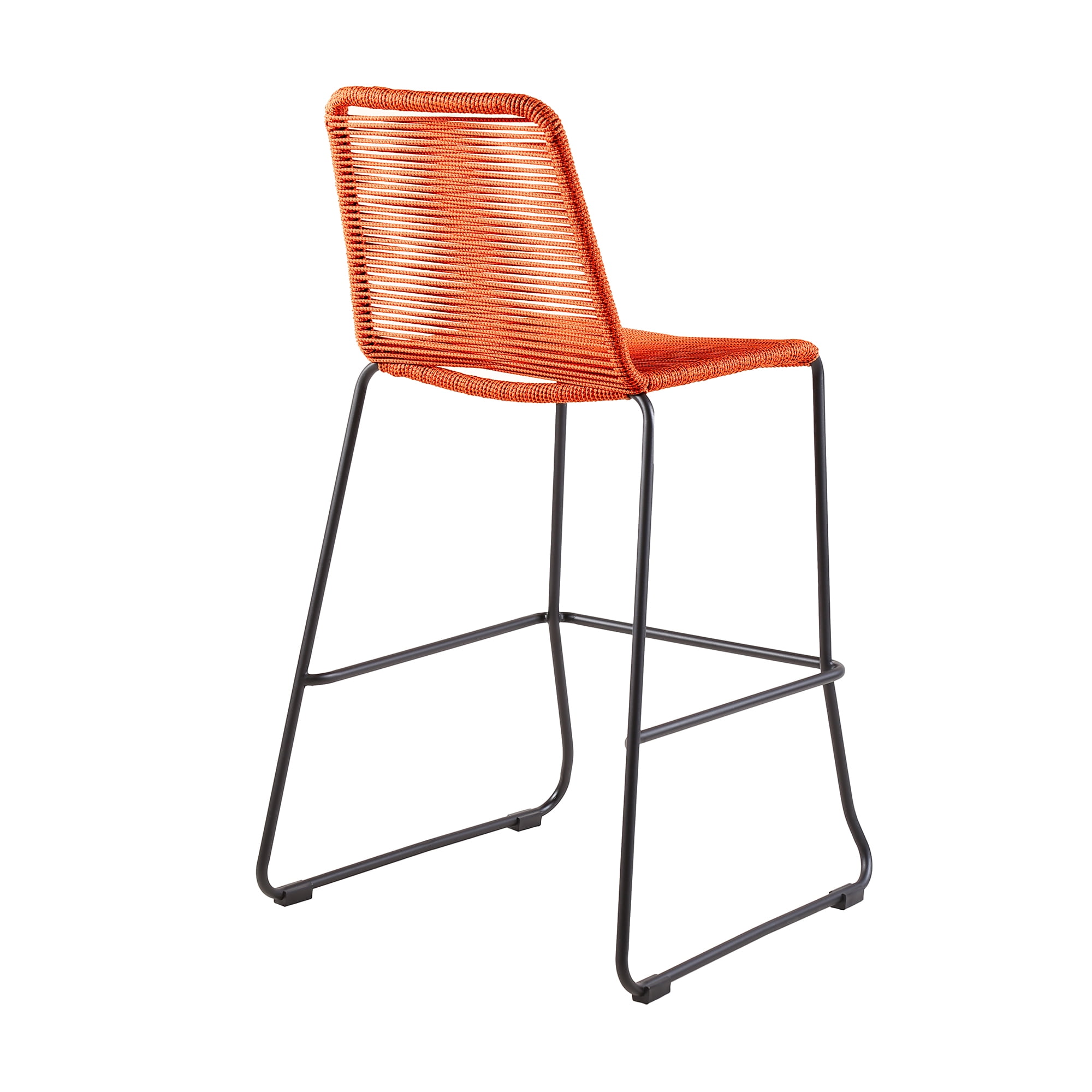 Shasta 30" Outdoor Metal and Tangerine Rope Stackable Barstool - Set of 6