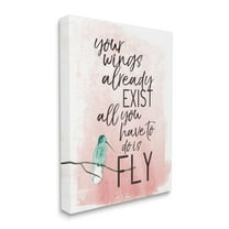 Stupell Industries Your Wings Already Exist Inspirational Phrase Bird Metaphor Inspirational Painting Gallery Wrapped Canvas Print Wall Art, 36 x 48