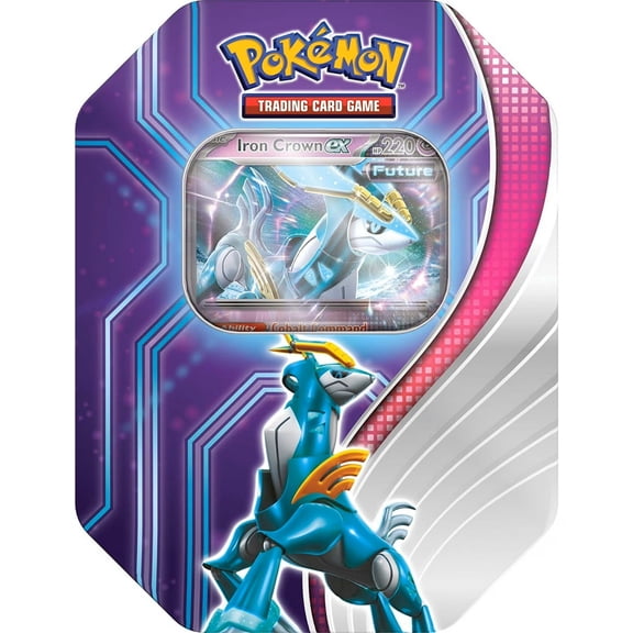 Pokemon Sword & Shield Paradox Destinies Tin Set Iron Crown ex (4 Booster Packs, Foil Promo Card & More)