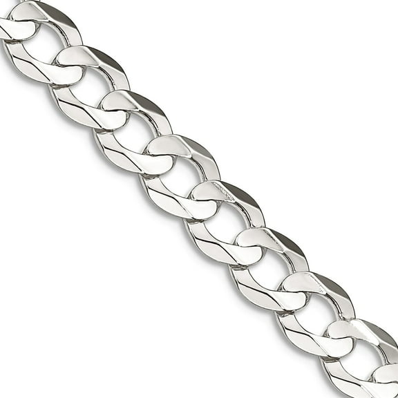925 Sterling Silver 6.75mm Concave Beveled Curb Chain Necklace 20 Inch Chain Necklace for Women and Men