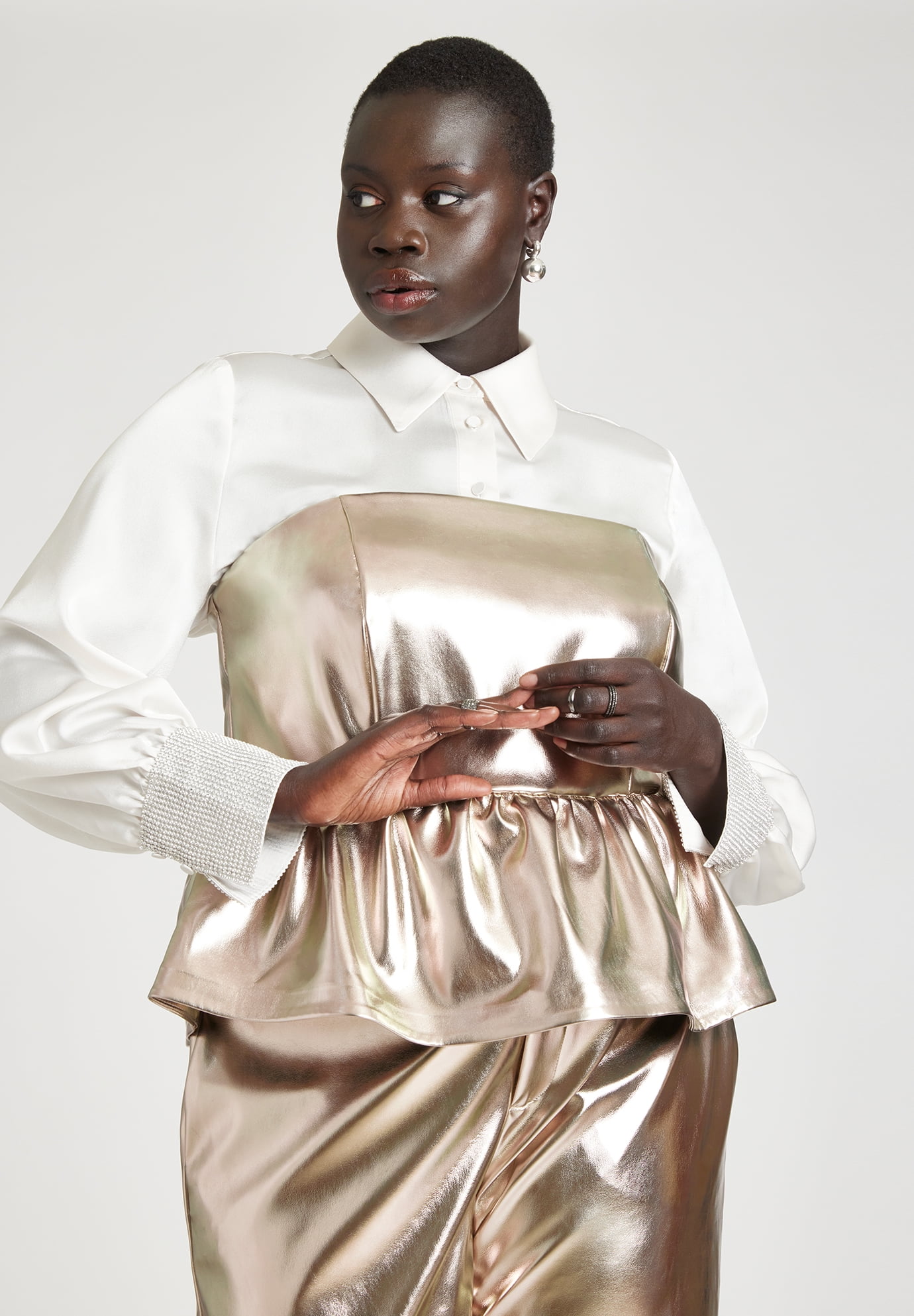 plus size leather peplum top