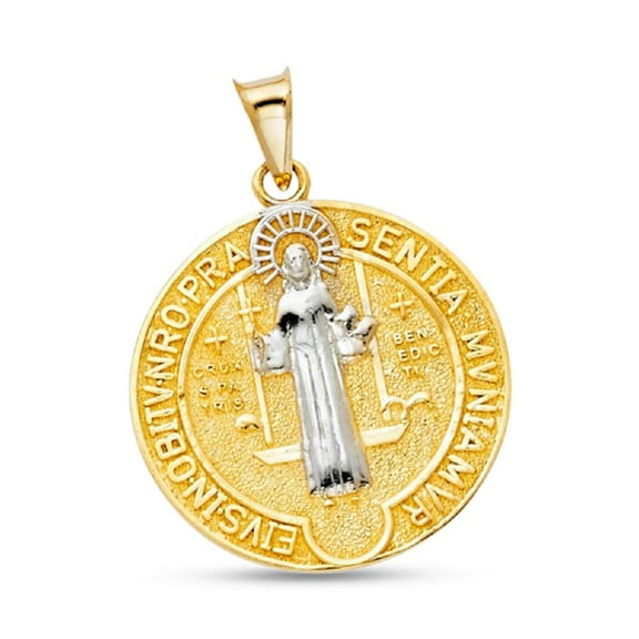 14k Yellow White Gold Charm EIVS IN OBITV NRO PRAE SENTIA MVNIAMVR Pendant Solid 24 x 24 mm