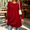 thumbnail image 2 of ClodeEU Women's Crew Neck Long Sleeve Tunic Top, Casual Loose Fit Long Pullover Blouse ,Women's S-XXXL, 2 of 7