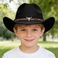 thumbnail image 2 of Gibobby Toddler Baby Cowboy Hat Infant Western Cowgirl Hat Unisex for Boys Girls Kids Classic Ranch Cowboy Hat Outdoor Dress Up Cap(3-18 Years,Black), 2 of 7