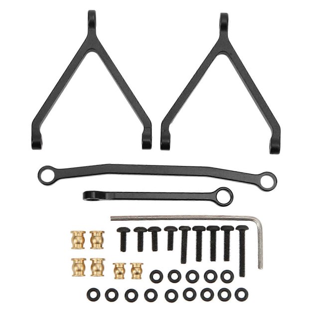 RC Chassis Links Steering Tie Rods Aluminum Alloy Upgrade Parts for FMS FCX24 1/24 Crawler Black