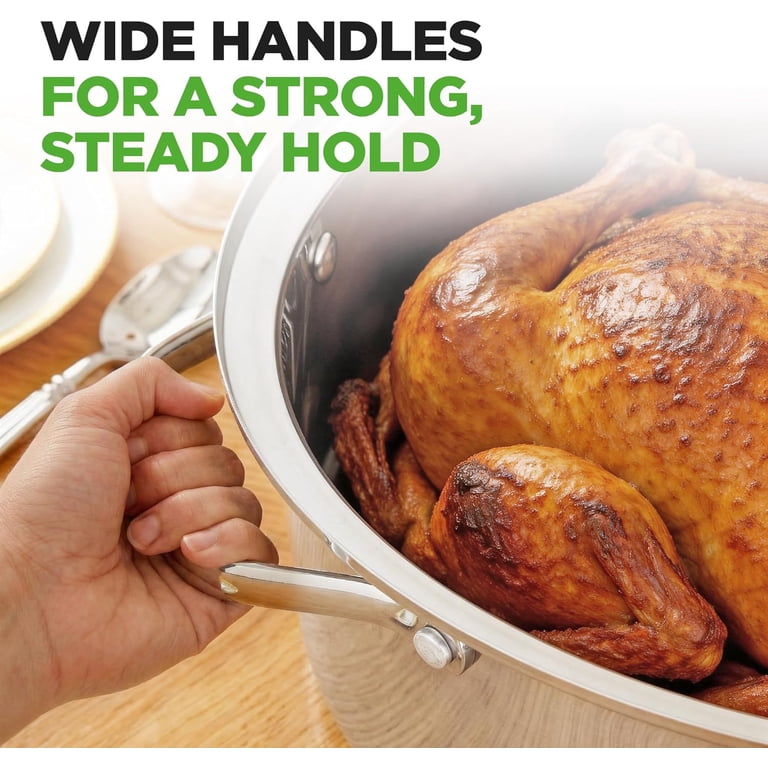 NutriChef Oval Stainless Steel Roasting Pan With Lid & Rack photo 6