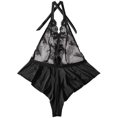 

nsendm Europe And The United States Sexy Embroidery Independent Station Summer New Underwear Garter Body Womens Sleepwear Sexy Underwear Black XX-Large