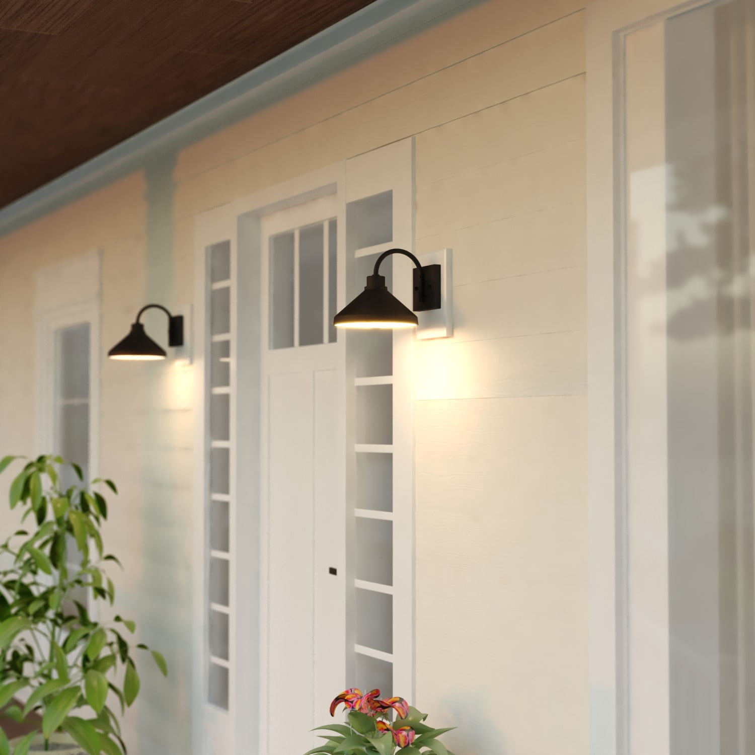 VAXCEL Highland Park Matte Black White Outdoor Wall Sconce Light, LED Compatible