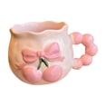 thumbnail image 1 of Tauxra 10oz Ceramic Coffee Mug With Spoon For Home Office Yellow Pink, 1 of 6