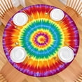 thumbnail image 2 of Colorful Rainbow Tie Dye Spiral Pattern Round Fitted Tablecloth with Elastic Edge,Dining Table Cover Waterproof,Outdoor Round Tablecloth for Camping,Dining,Indoor and Outdoor, 2 of 7