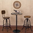 thumbnail image 3 of Lacoo Metal Round Pub Table, Black/Faux Marble, 3 of 7