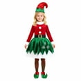 thumbnail image 2 of BdTemWBs Christmas Elf Co_stume_for Girls: Santa Helper Christmas Elf Co_stume_Set for Xmas Holiday Party Dress 3PCS Outfit (Red, 2-3 Years), 2 of 4