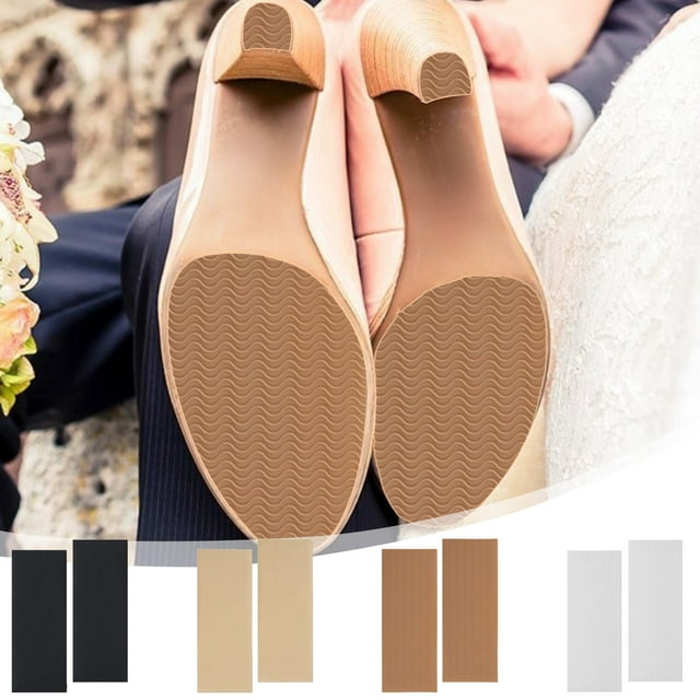 Uscallm 4Pcs Anti-Slip Protective Tape for Shoes, Rippled Sole Grip Strips, Flexible PVC Non-Slip Adhesive Pads, Wave Pattern Traction Tapes for Smooth Leather Soles, Includes Adhesive Aid and Gloves