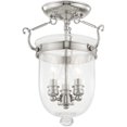 thumbnail image 5 of 3 Light Polished Nickel Ceiling Light fixture with Clear Glass Shade, 5 of 5
