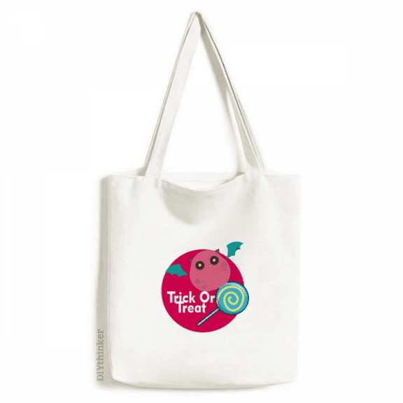 Halloween Candy Happy Trick Treat Tote Canvas Bag Shopping Satchel Casual Handbag